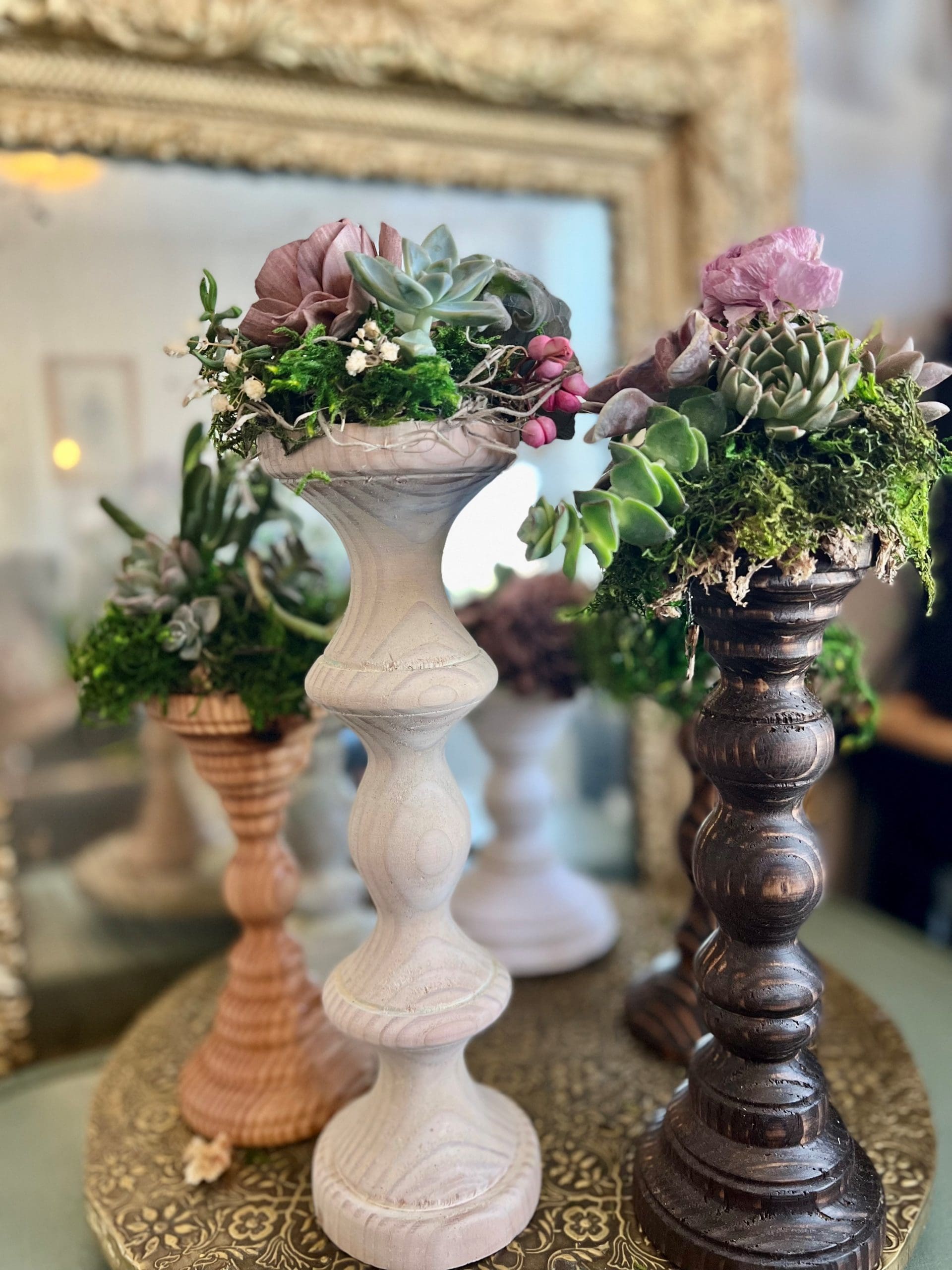 Succulent Topiary Candlesticks Workshop